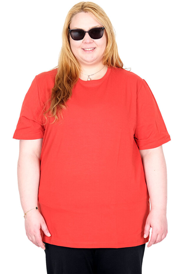 Mode XL Real Big Size Women's T-Shirt Lycra Combed Cotton 20149 Coral