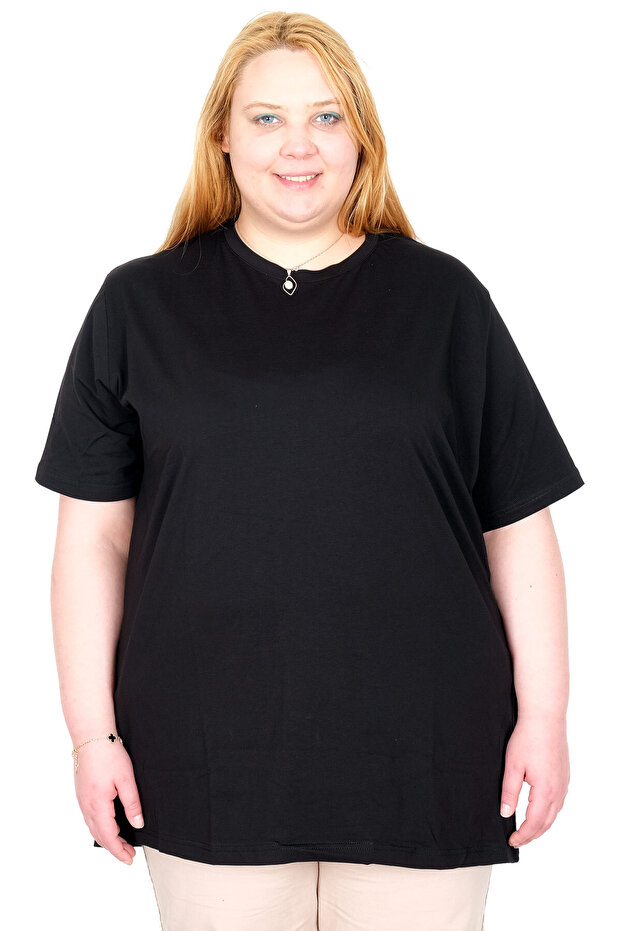 Mode XL Real Big Size Women's T-Shirt Lycra Combed Cotton 20149 Black