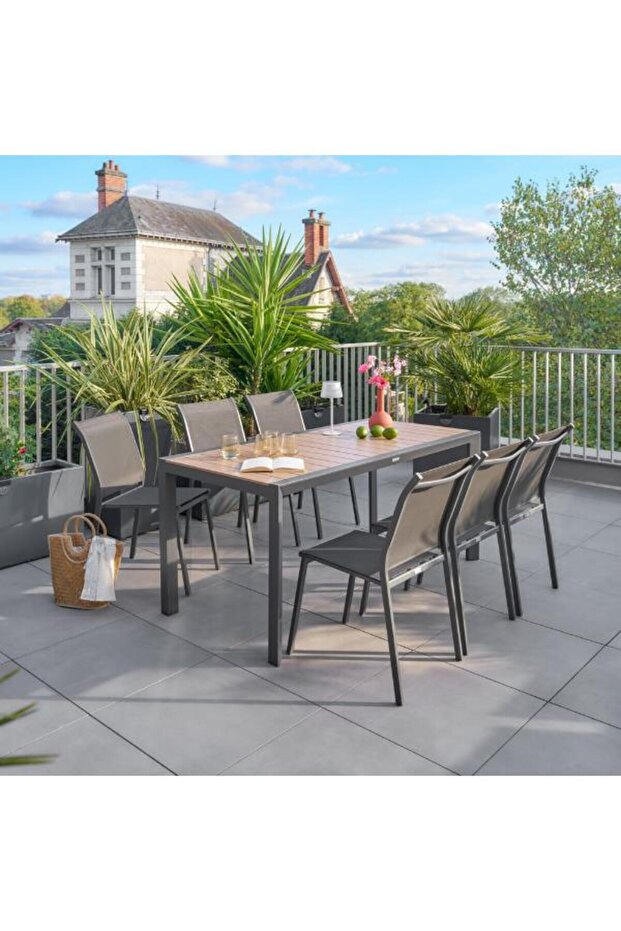 Evasion Wood-Effect Rectangular Garden Table - 4