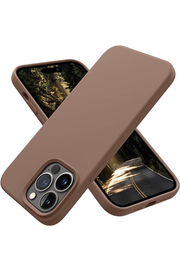 Brown Color Silicone Shockproof Slim Thin Phone Case Compatible with iPhone 14 Pro Max 6.7 inch