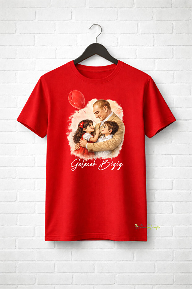 Ataturk Printed Flag 23 April 19 May 29 October 30 August T-Shirt 100% Cotton