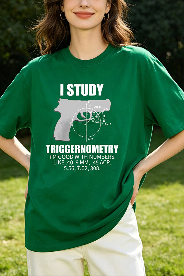 تي شيرت نسائي بتصميم Triggerometry Gun Math، قميص كاجوال بأكمام قصيرة، تي شيرت برسومات مضحكة