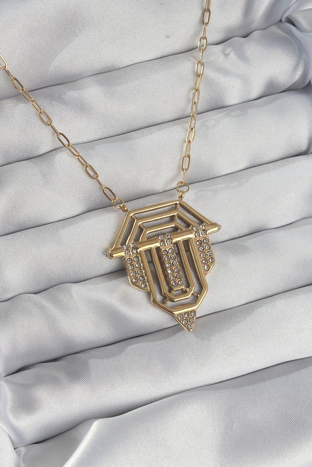 316L Steel Chain Gold Color Zircon Stone Serenay Necklace