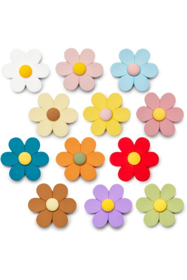 Large 3D Flower Fridge Magnets,12 Colorful Decorative Resin Magnets for Kitchen,Office,and Whiteboard