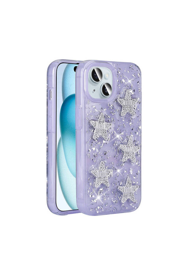 iPhone 14 Case with Airbag Glitter Back Surface Brsa Sparkle Silicone Cover - Lilac