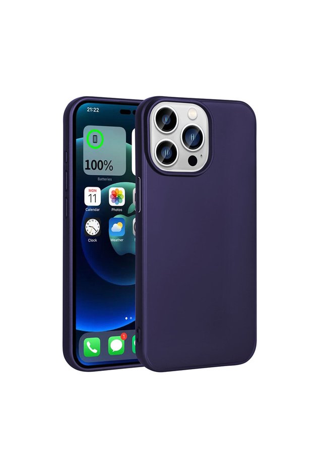 حافظة سيليكون BRSA Premier متوافقة مع هاتف iPhone 15 Pro - أزرق داكن