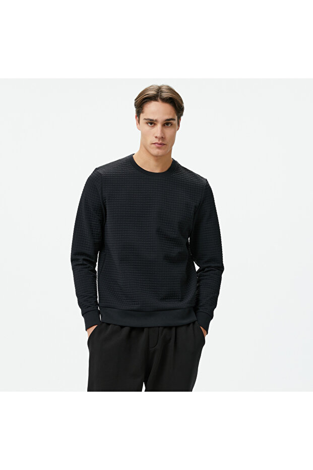 Unstoppable Fleece Grid Crew Men's Black Sweatshirt