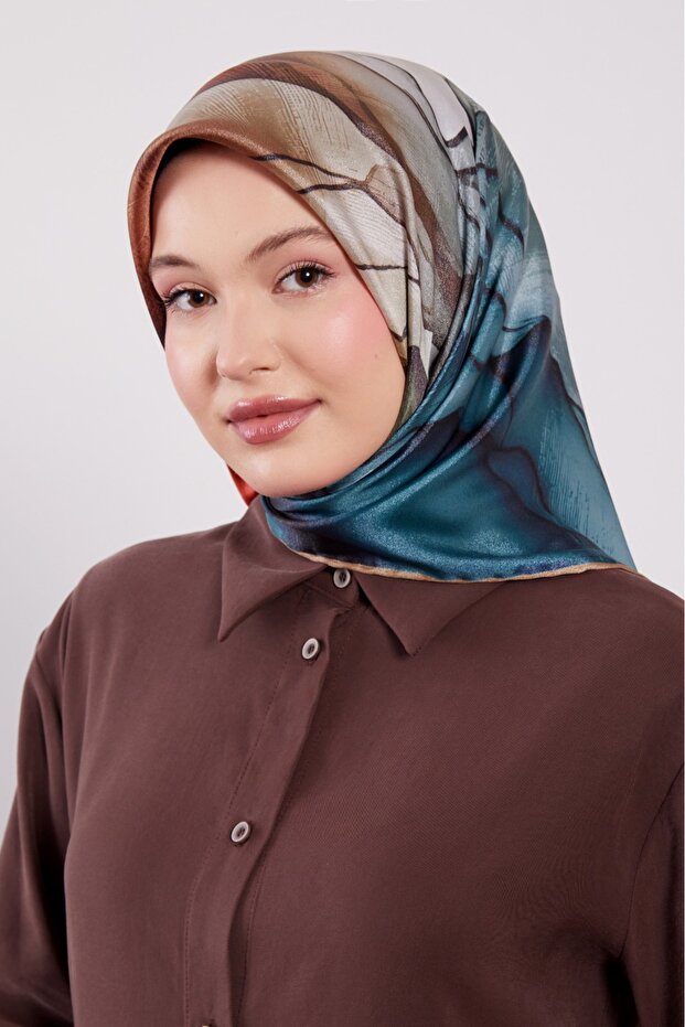 Marble Gradient Pattern Sparkling Crystal Scarf - 1