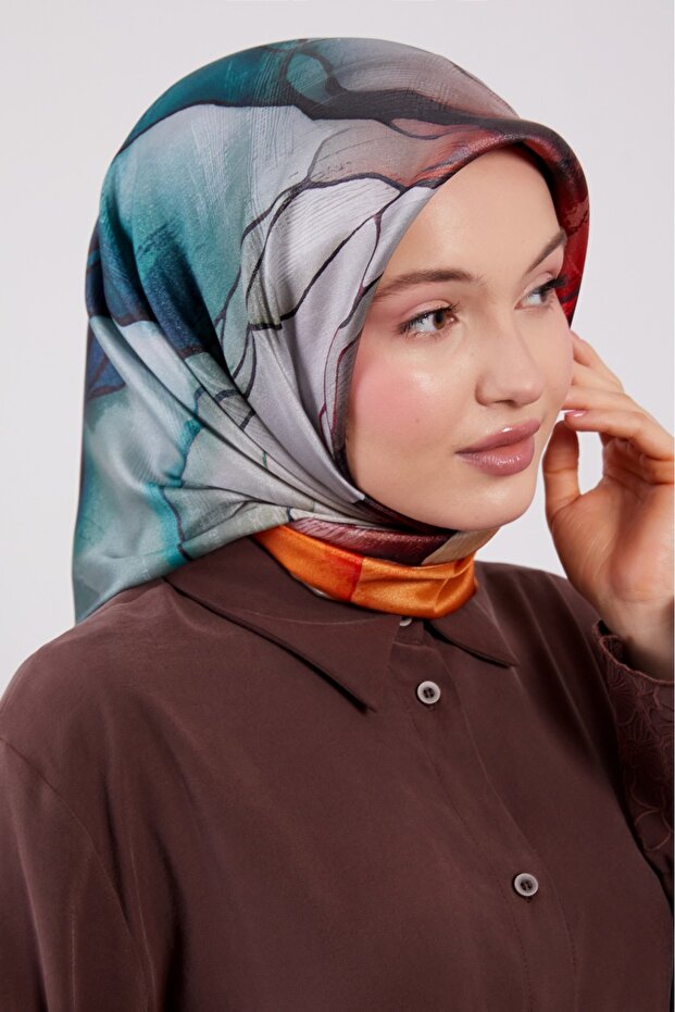 Marble Gradient Pattern Sparkling Crystal Scarf - 4
