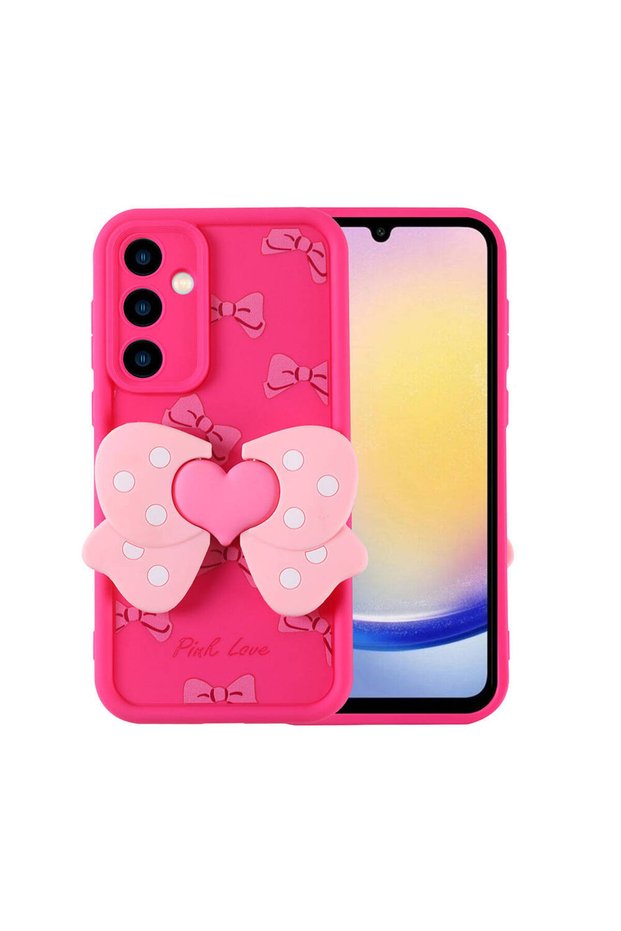 Galaxy A25 Case with Camera Protection Figure Design Brsa Kapya Cover-Pink Dark