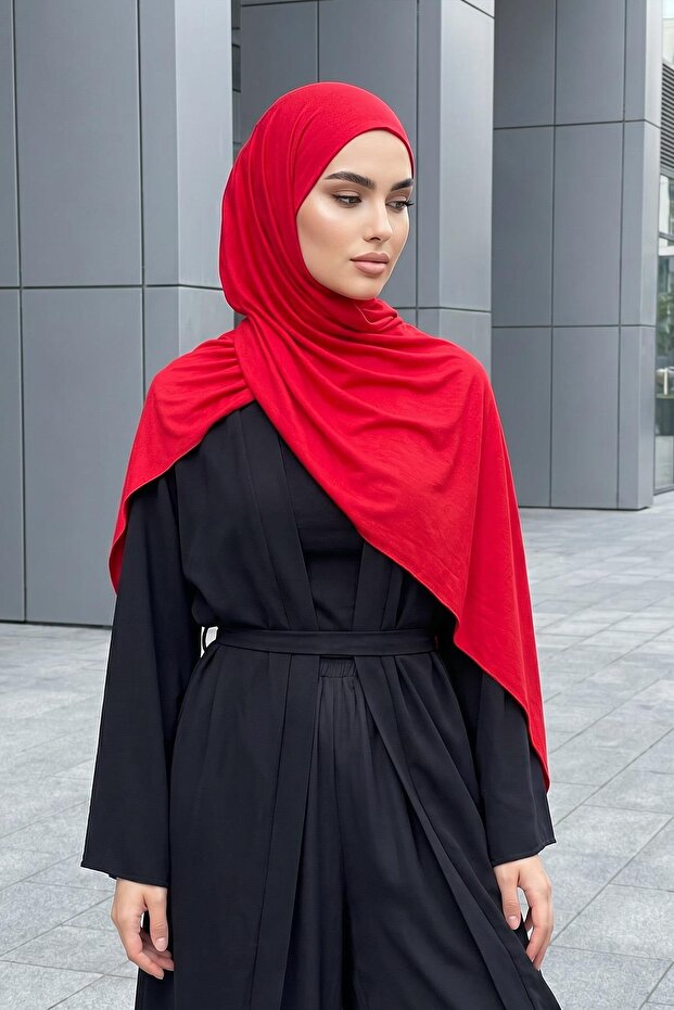 شال قطني ممشط عملي يومي مضاد للانزلاق، PS-60، أحمر
