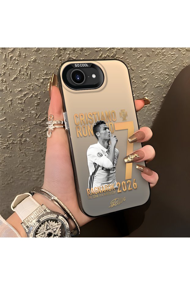 iPhone 16E Compatible Silicone Edge Hard Back Anti-Fall Phone Case Cristiano Ronaldo