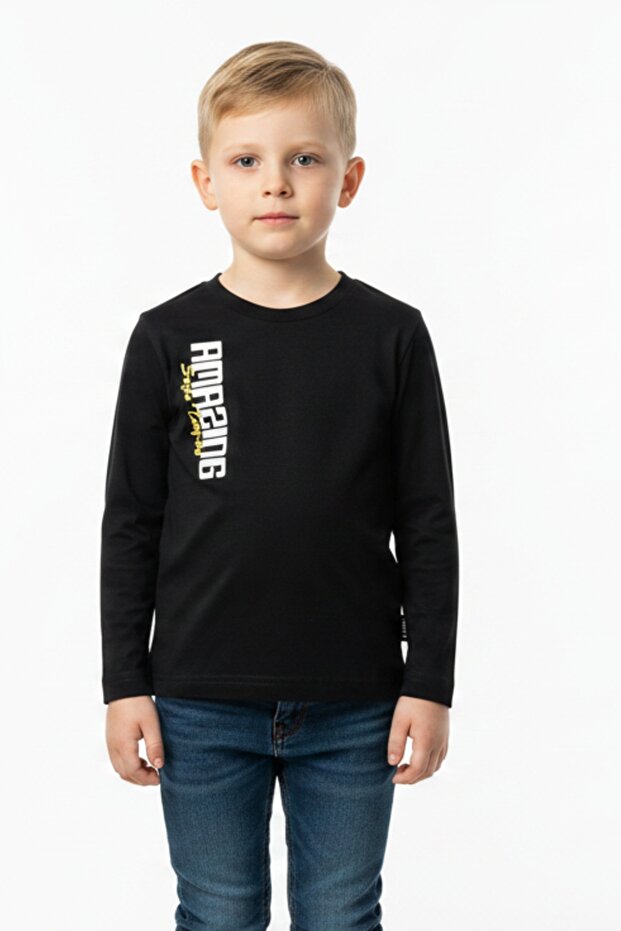 Boy's Crew Neck Short Sleeve Printed T-Shirt 23244