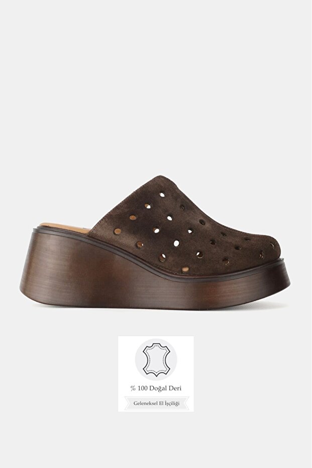 Women's Brown Suede Daily Wedge Heel Sandals