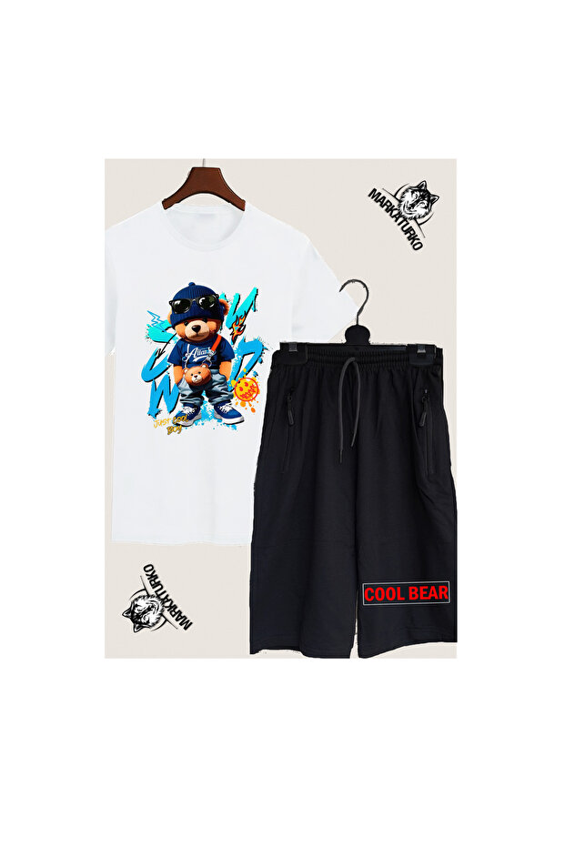 Cool Bear Special Design Printed T-Shirt-Shorts Combination