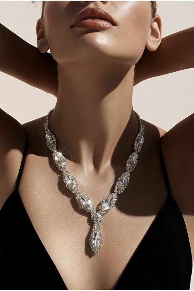 Zircon Stone Luxury Necklace Earring Set