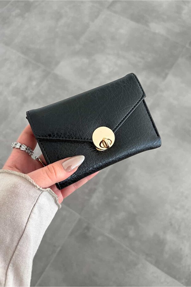 Maja Black Covered Faux Leather Wallet