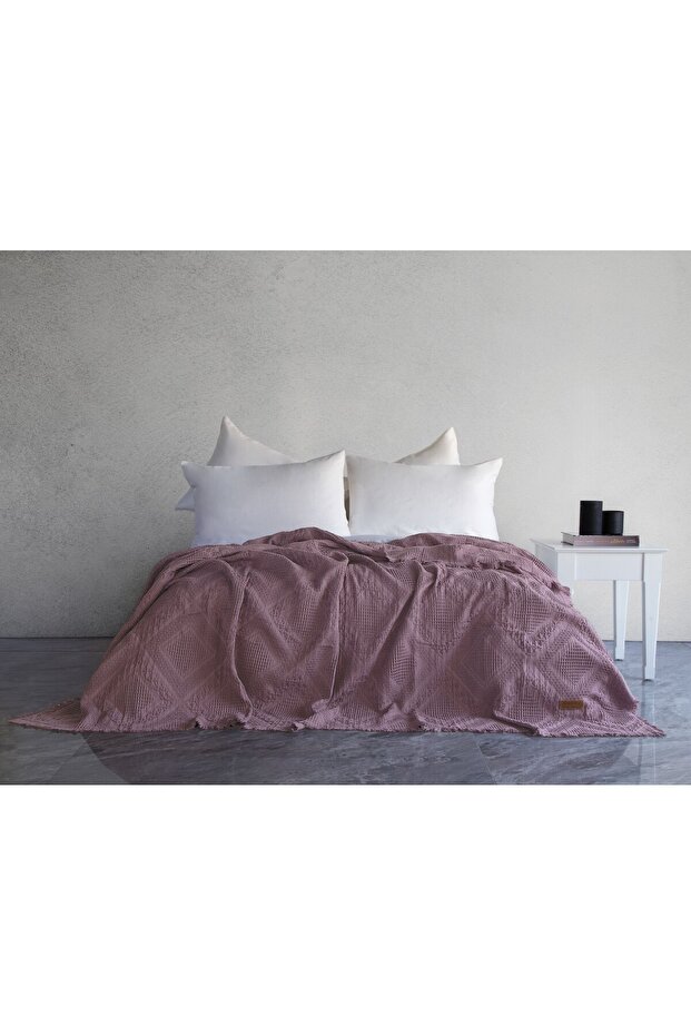 Carro 100% Cotton Waffle Double Bedspread & Pique 240X260 cm Plum