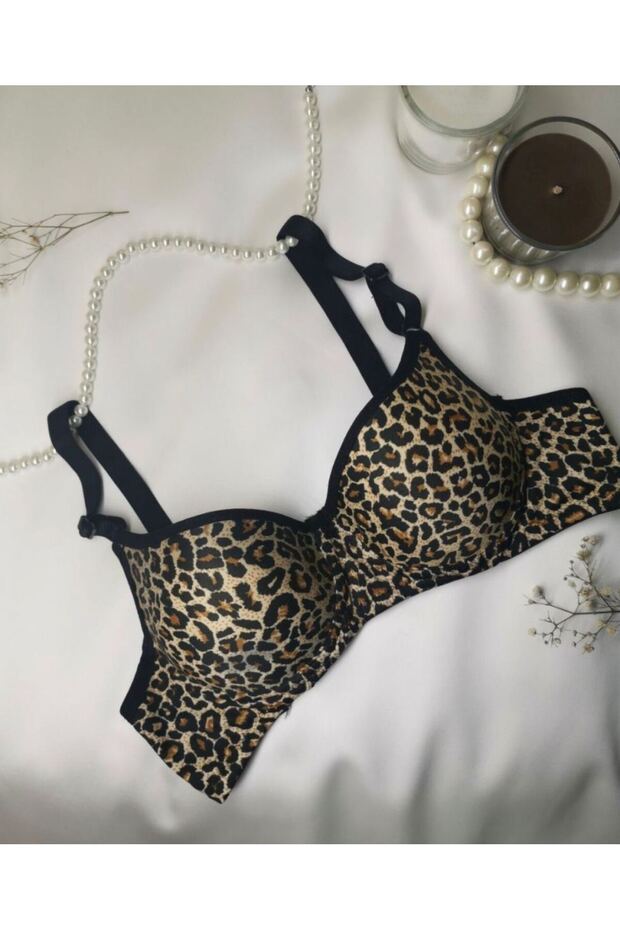 Leopard Bra Without Support and Without Pad - 1