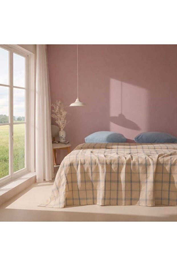 Soft Grid Double Pike - Beige / Blue - 200X230 cm