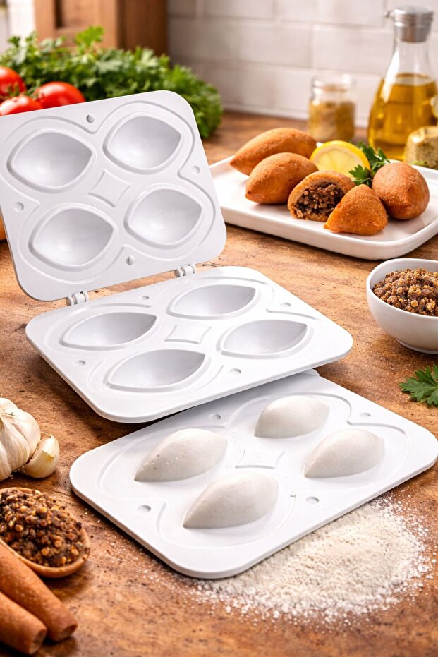 Practical Kibbeh Mold, Kibbeh Apparatus, Meatball Mold, 4-Compartment Kibbeh Mold - Press-Remove