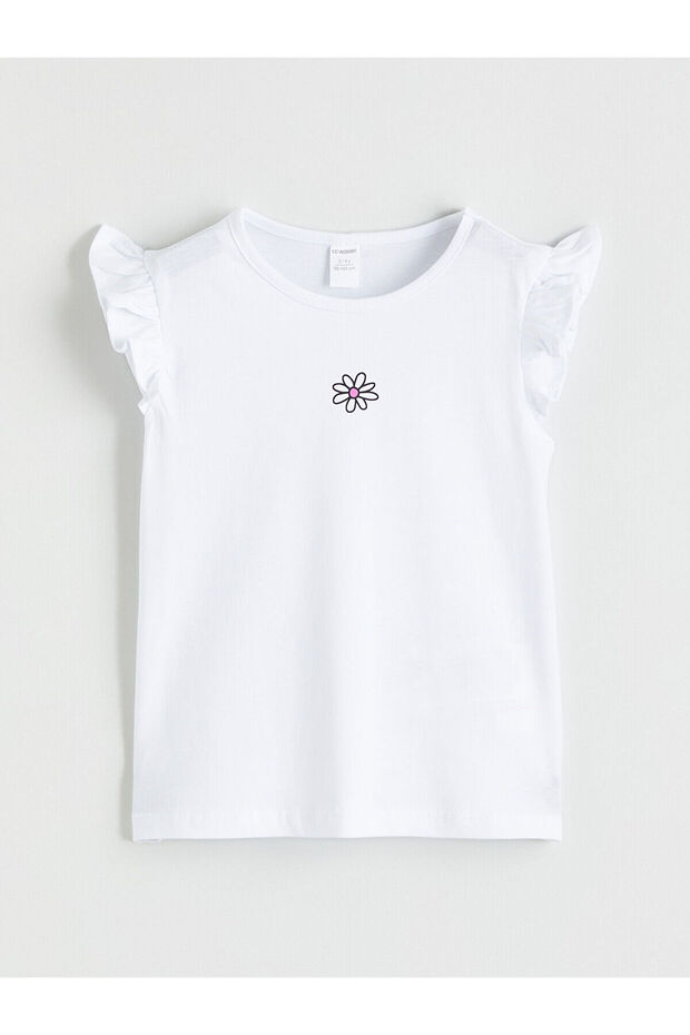 Original Oval Collar Printed Girls' T-Shirt