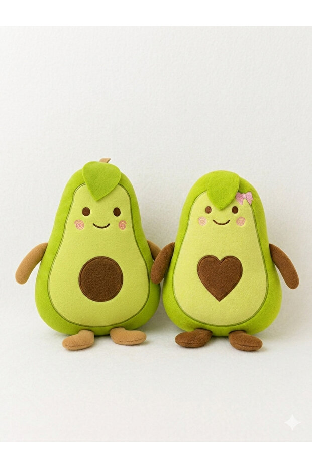 2-Piece Lover's Set Avocado Plush - 36 cm Soft Sleeping Companion & Heart Embroidered Decorative Hugging Pillow 🥑 💖 🥑