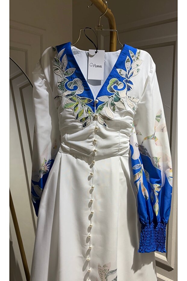 Long Dress with Indigo Patterned Ends - 2