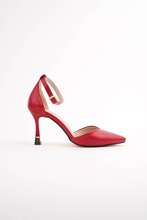 Red Leather V Model Women's Summer Stiletto 8.5 cm Heel Night Stylish New Season Premium Product