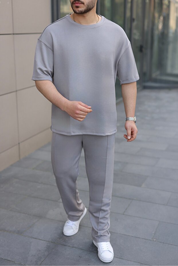 Men's Oversize Modal Fabric Premium Quality 2-Piece Set-Grey