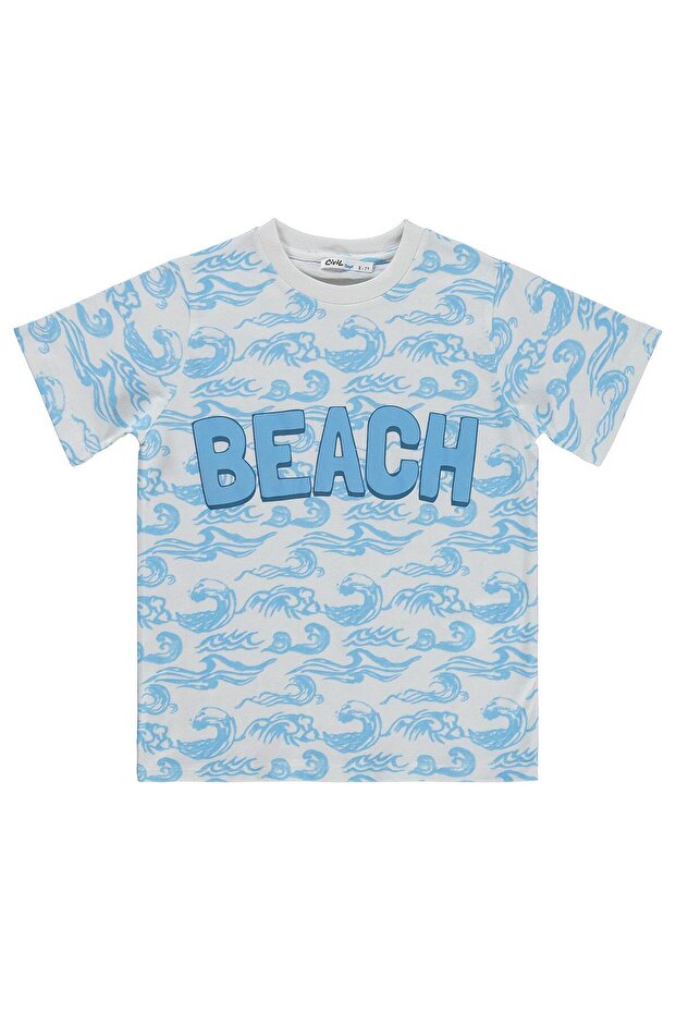 Beach Printed T-Shirt for Ages 10-13 - Off-White