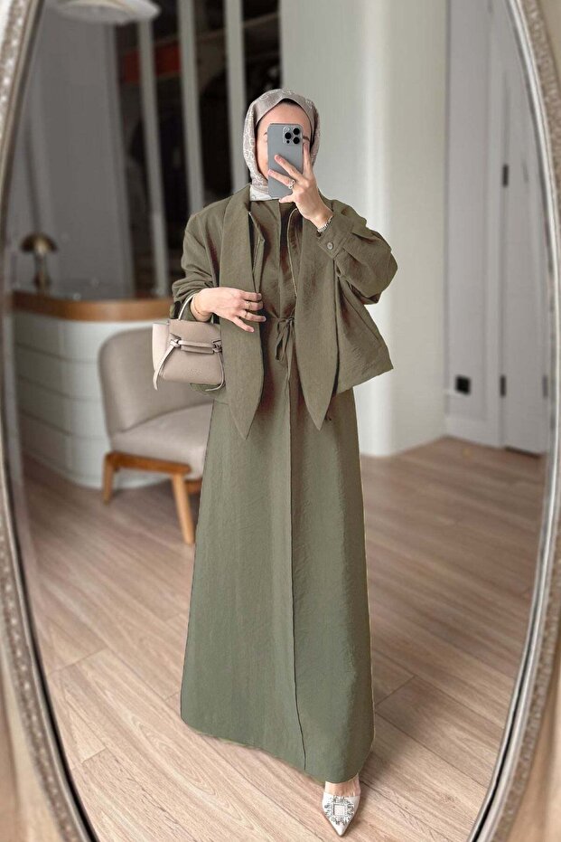 Jacketed Dress Set - Khaki