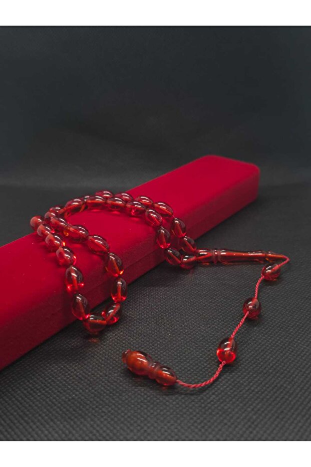 Squeeze Fire Amber Natural Stone 33 Habbeli Stone Systematic Braided Tassel Prayer Beads Men's Accessory Islamic Religion