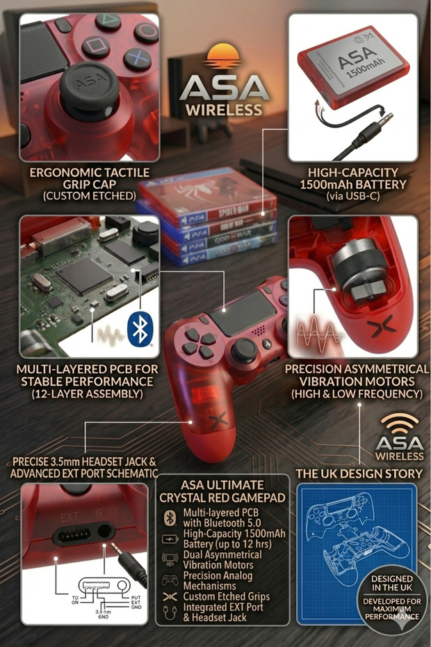وحدة تحكم لاسلكية للألعاب لجهاز PS4 - 4