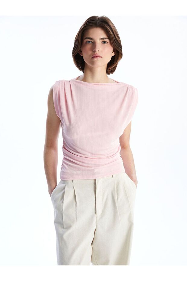 Lcwaikiki Classic Stand Collar Textured Women's Bodysuit