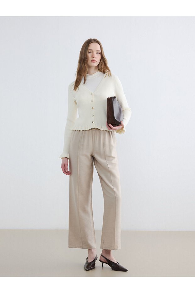 Trendlucky Women's Wide Leg Pants with Elastic Waist and Difference in Color