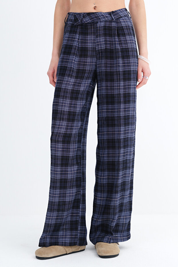 Plaid Patterned Trousers Pn18243 - 2
