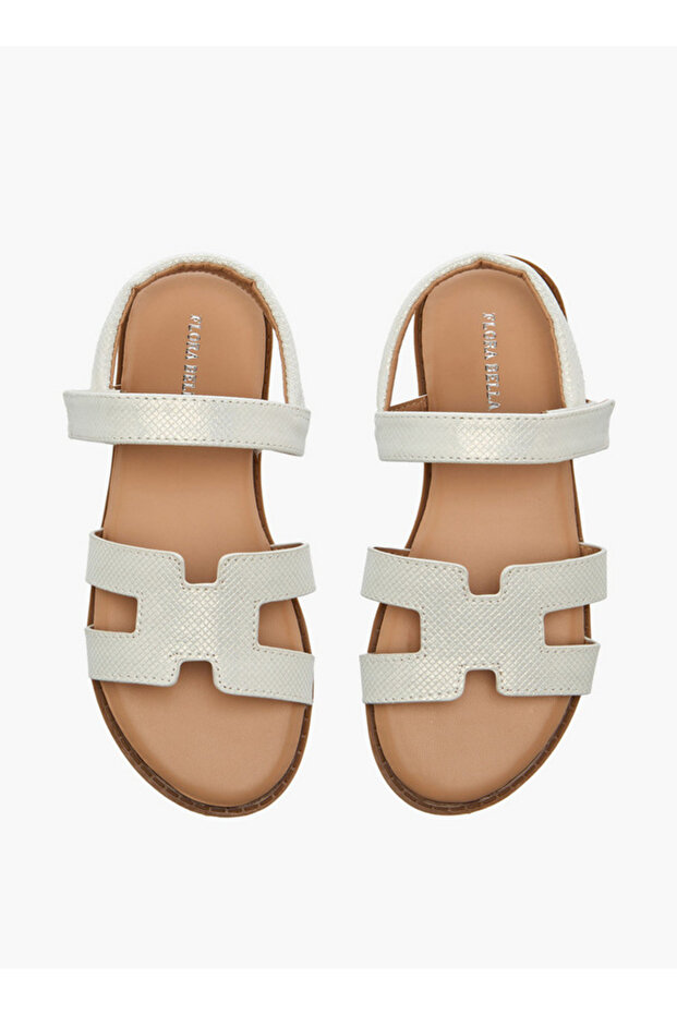 Girls Textured Hook & Loop Strap Sandals