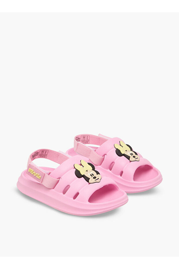 Girls Minnie Mouse Applique Sandals