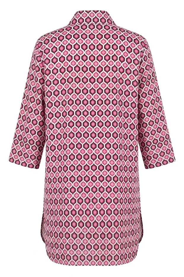 Geometric Patterned Buttoned Tunic 2256-01 Pink - 5