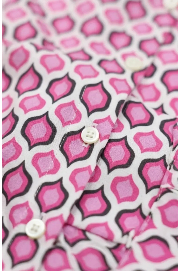 Geometric Patterned Buttoned Tunic 2256-01 Pink - 3