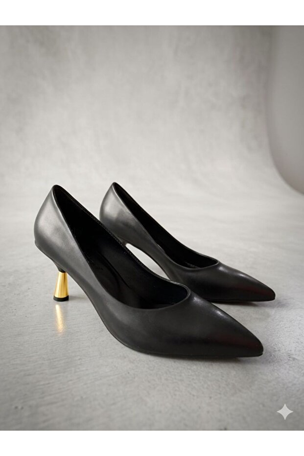 340 Women's Comfortable Gold Goblet Heeled Shoes