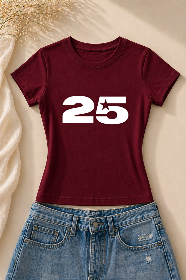 Women's 25 Printed Short Sleeve Lycra Tight Body T-Shirt