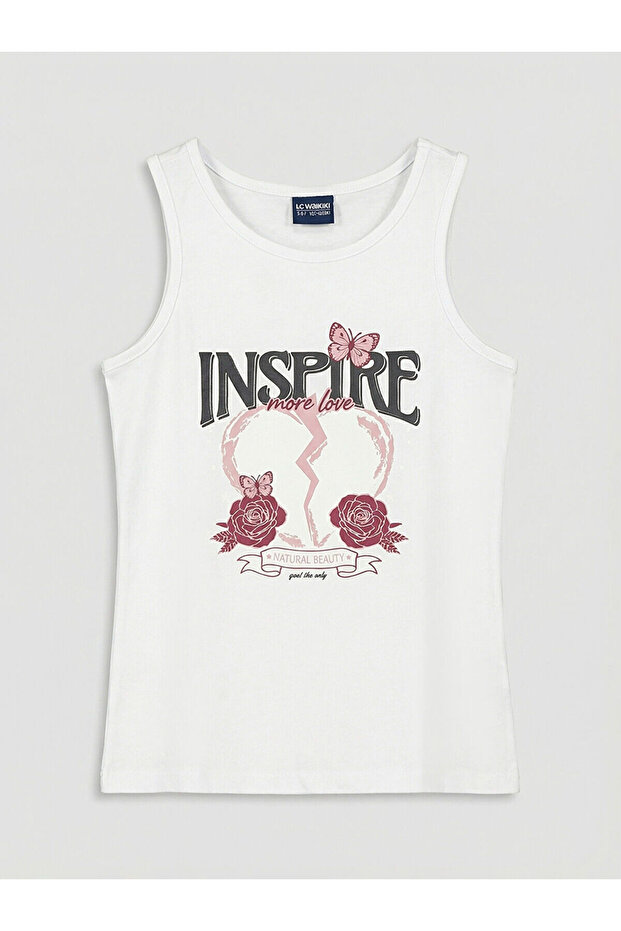 Original Oval Collar Printed Girls' Undershirt