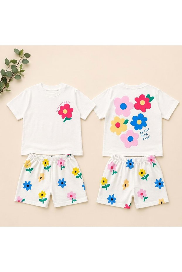 Bloomy Garden Girl's Top and Shorts Set Girl's