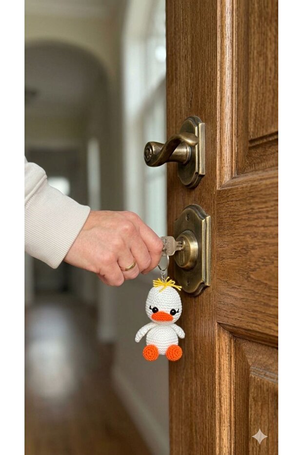 Amigurumi Duck Figured Hand Knitted Gift Keychain Charm