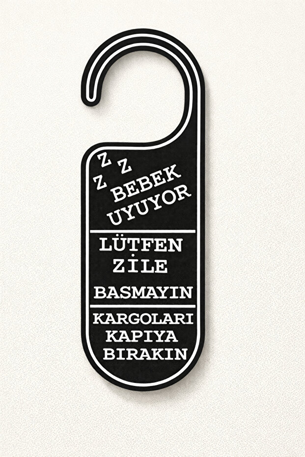 Baby Is Sleeping! Please Do Not Ring the Bell - Leave Packages at the Door - Door Hanger (Black)