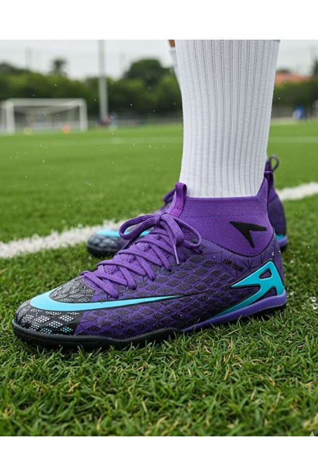 Purple Turquoise Men's Astroturf Football Shoes Comfortable