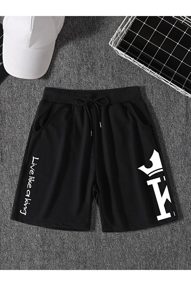 Elanco Unisex Graphic Printed Black Shorts Streetwear Comfortable Fit