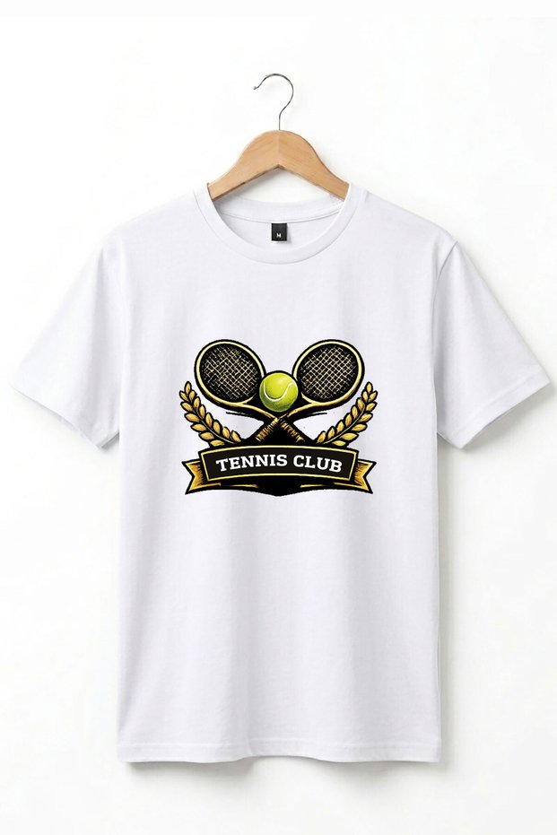 Unisex Retro Tennis Club Graphic Printed Short Sleeve Summer Tennis Sport Cotton Basic T-Shirt